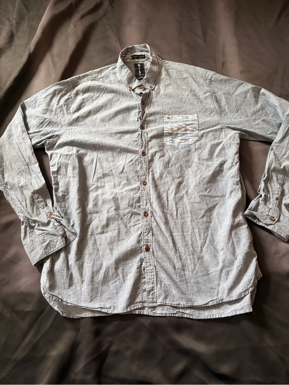 Billabong blue Button-Down Shirt with Patterned Pocket